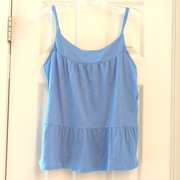 LOFT Tank Ruffle Top Light Blue Size Small - Picture 1 of 6